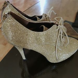 Sparkly Gold Heeled Booties